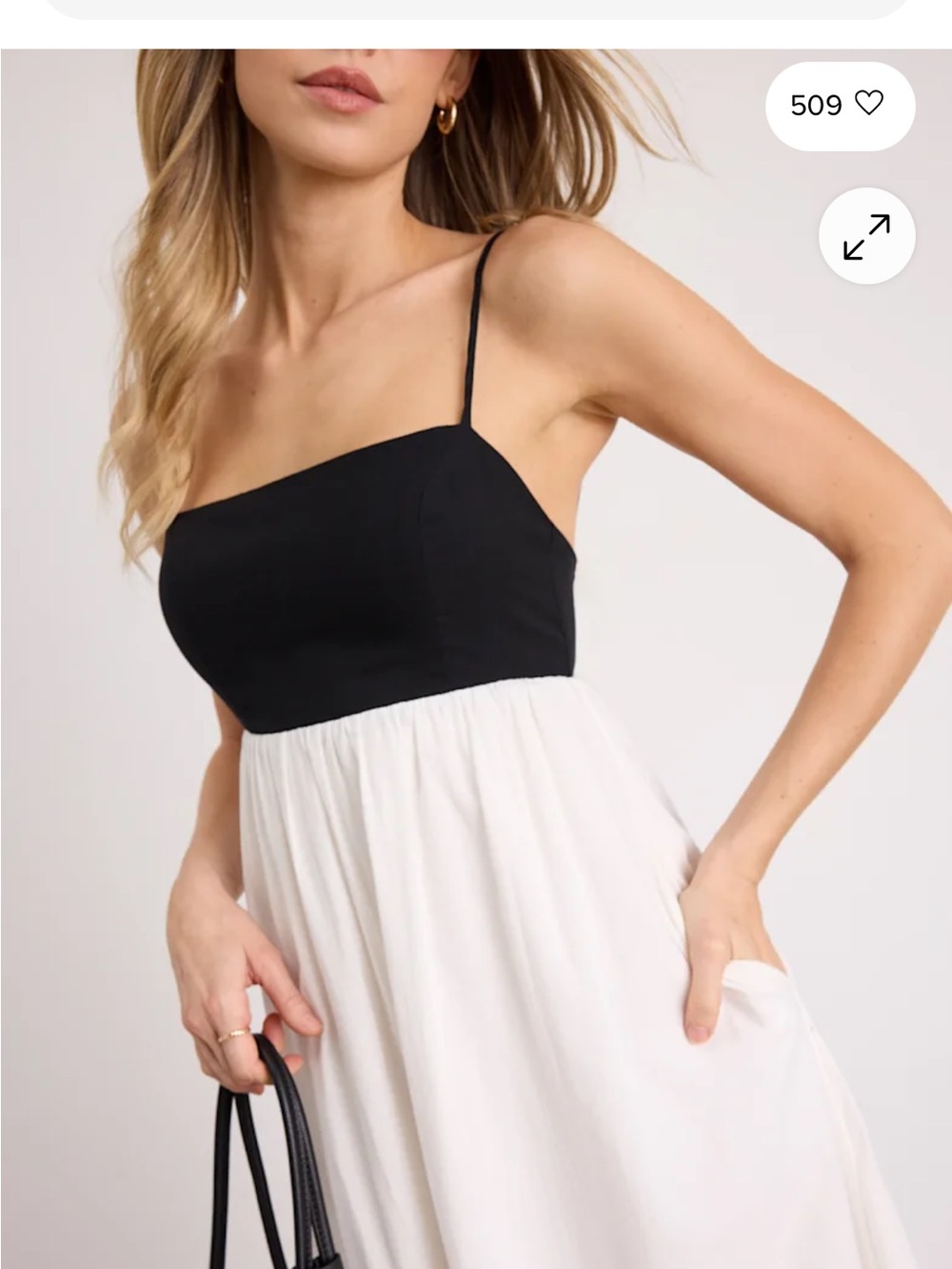 Janie Black and White Color Block Backless Maxi Dress - Picture 5 of 7